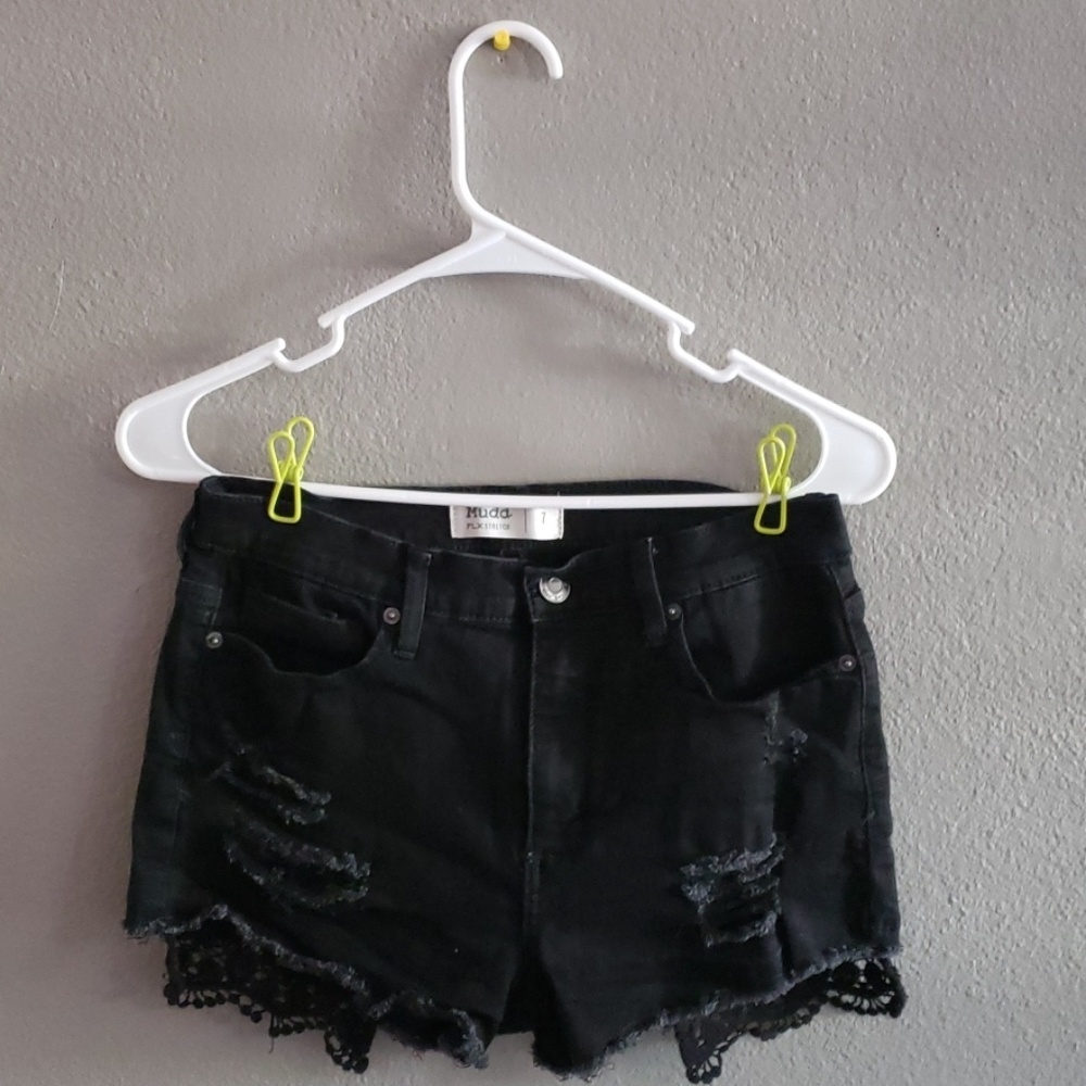 Black Mudd Jean Shorts